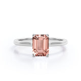 Solitaire 1 ct Emerald Morganite Engagement Ring