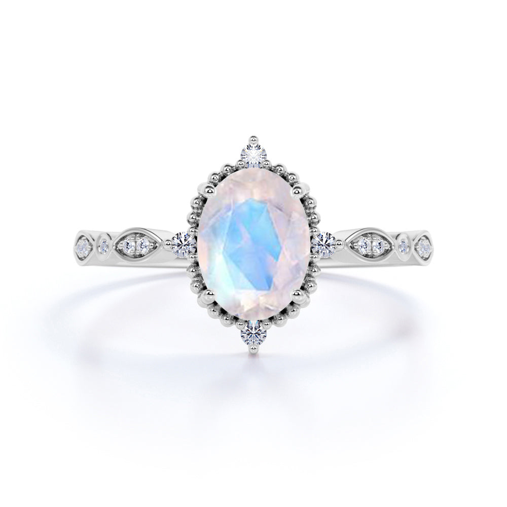 Vintage 1.25 ct Oval Moonstone Engagement Ring