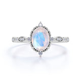 Vintage 1.25 ct Oval Moonstone Engagement Ring