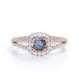 1.25 Ct Round Salt and Pepper Diamond Split Shank Engagement Ring