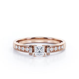 Certified Channel Set 0.50 Ct Princess Lab Diamond Engagement Ring