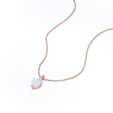 Delicate 1.05 Carat Heart Shaped Ethopian Opal and Diamond Three Prong Pendant Necklace In White Gold For Her.