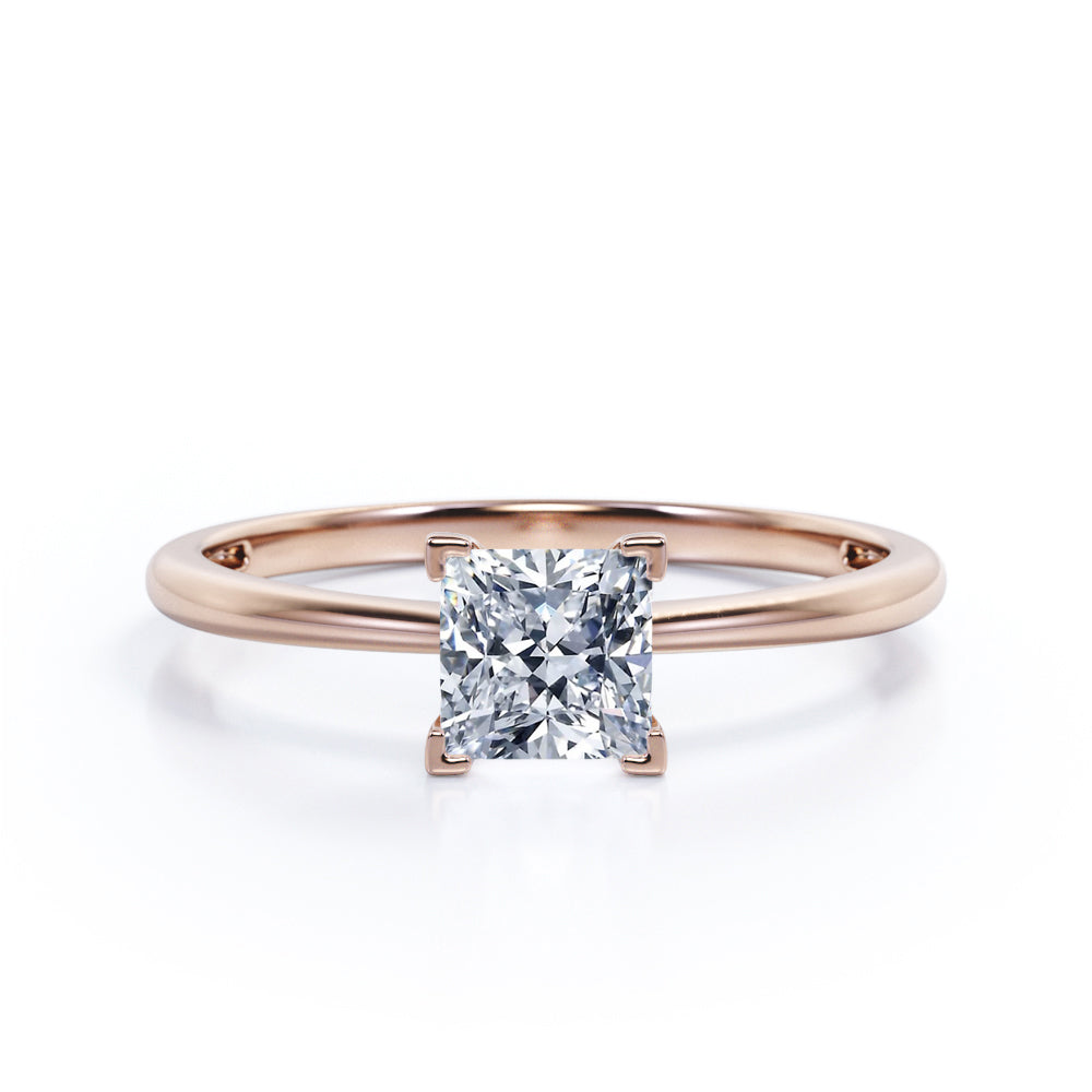 Striking 1 carat Princess Moissanite Solitaire Engagement Ring in Black Gold