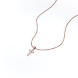 Dainty 0.10 TCW Round Cut Moissanite Pave Design Rood Pendant Necklace in 18K White Gold Plating over Silver