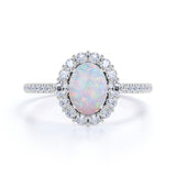 1.75 Ct Oval Cut Lab Created Opal Halo Engagement Ring
