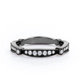 Milgrain Pave 0.15 TCW Round Cut Stackable Ring