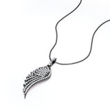 0.45 Carat Round Cut Moissanite Angel's Wing Pendant Necklace In White Gold