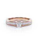 Certified 0.50 Ct Princess Lab Diamond Channel Engagement Ring