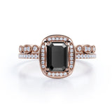 Bestselling 1.75 Carat Wedding Ring Set with Lab Black Diamond for Women in Rose Gold