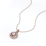 Circle of Life Prong Set 1.25 Carat Round Cut Certified Moissanite and Diamond Floating French Pave Pendant Necklace in White Gold