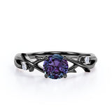 Crossover Leaf Twig 1.05 Carat Brilliant Round Cut Lab Created Alexandrite And Diamond Three Stone Infinity Engagement Ring In White Gold