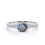 1 Ct Round Salt and Pepper Diamond Three Stone Engagement Ring
