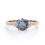 Seven Stone 0.60 Ct Round Salt and Pepper Diamond Engagement Ring