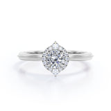 1 Carat Round Cut Moissanite And Diamond Halo Engagement Ring In White Gold
