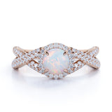 1.50 Ct Round Cut Lab Created Opal Infinity Engagement Ring