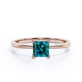 1 Ct Square Lab Alexandrite Solitaire Engagement Ring