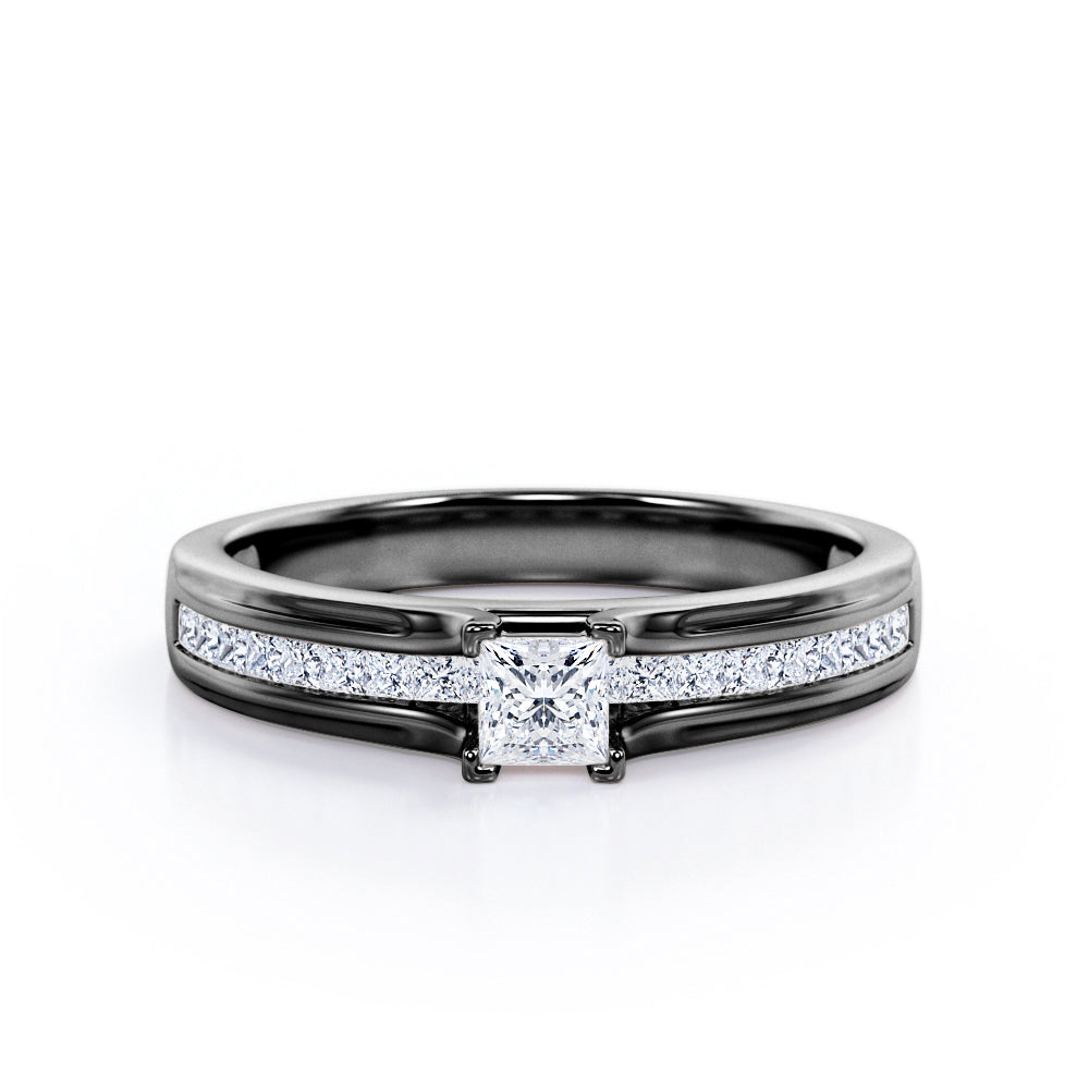 Certified 0.50 Ct Princess Lab Diamond Channel Engagement Ring