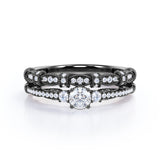 Fashionable 1.25 carat Round Moissanite and Diamond Bridal Ring Set in White Gold - Proposal Ring