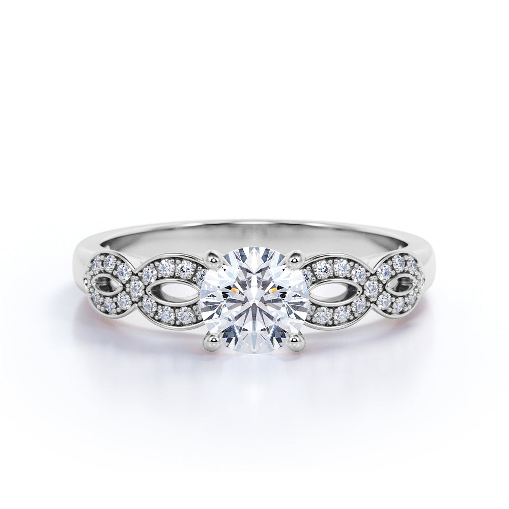 Infinity 1.25 Carat Round Cut Moissanite Engagement Ring