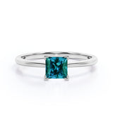 1 Ct Square Lab Alexandrite Solitaire Engagement Ring