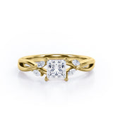 Certified 0.50 Ct Princess Lab Diamond Five Stone Engagement Ring