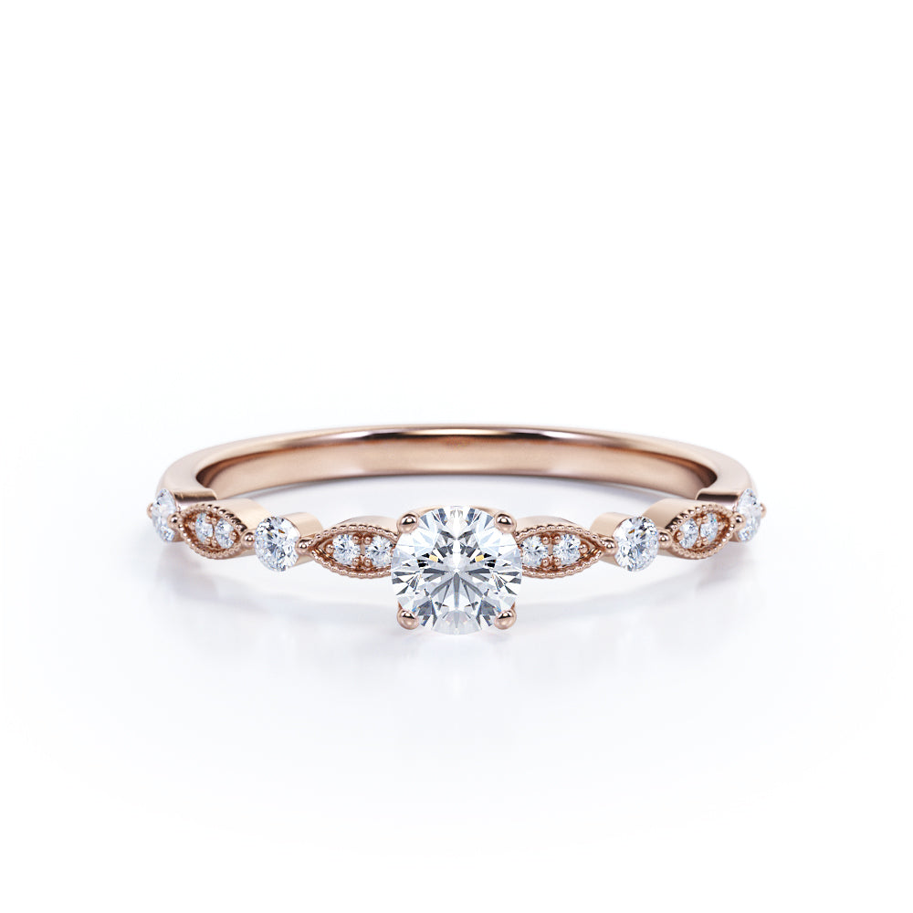 0.50 Ct Round Cut Diamond Antique Engagement Ring