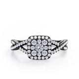 Pave Crossover - 1.25 Carat Round Cut Moissanite and diamond - Flush Cluster Halo Engagement Ring in Rose Gold