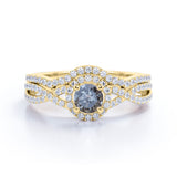 Infinity 0.85 Ct Round Salt and Pepper Diamond Wedding Ring Set