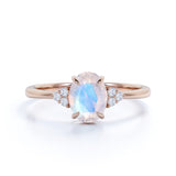 1.25 ct Oval Blue Moonstone 7 stone Engagement Ring
