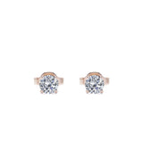 4 Prong 0.5 Carat Round Shaped Moissanite Solitaire Stud Earrings In 18K Rose Gold Plating Over Silver