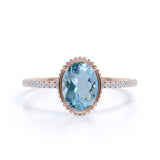 1.25 ct Oval Aquamarine Antique Engagement Ring