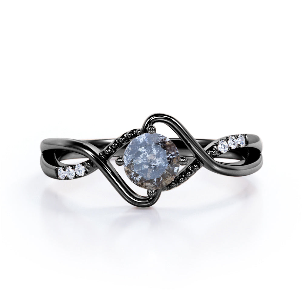 0.45 Ct Round Salt and Pepper Diamond Infinity Engagement Ring