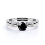1.25 ct Round Lab Black Diamond Solitare Bridal Set