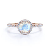 1.5 ct Round Blue Moonstone Halo Engagement Ring