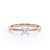 Solitaire 0.5 carat Square Moissanite Engagement Ring - Birthday Gift For Women - in White Gold