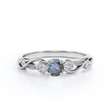 Bezel 0.75 Ct Round Salt and Pepper Diamond Engagement Ring