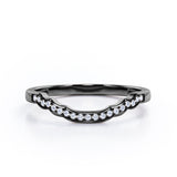 0.15 TCW Round Cut Diamond - Pave Channel Design - Curved Shank Starlight Wedding Band - 10K Rose Gold