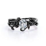 1 Carat Pear Cut Moissanite Nature Inspired Bridal Set
