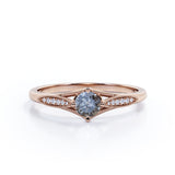 0.75 Ct Round Salt and Pepper Diamond Milgrain Engagement Ring