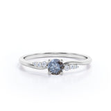 Seven Stone 0.75 Ct Round Salt and Pepper Diamond Engagement Ring