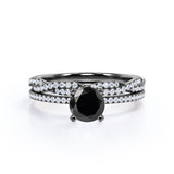 1.50 ct Round Lab Black Diamond Infinity Pave Bridal Set