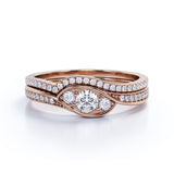 Swirl Trilogy 1.5 CT TDW Round Cut Diamond Channel Setting Wedding Set - Bridal Set