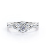 Infinity Twisted Shank 0.5 TCW Round-Shaped Diamond Halo Setting Engagement Ring in 10K Rose Gold