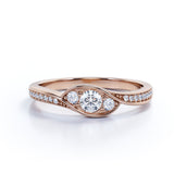 Antique Bezel Three Stone 1.25 CT TDW Round Cut Diamond Channel Set Engagement Ring