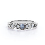 Floral 0.50 Ct Round Salt and Pepper Diamond Engagement Ring