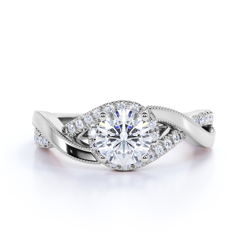 Infinity 1 ct TDW Round Natural Diamond Half Eternity Engagement Ring in White Gold