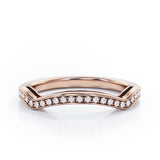 Pave 0.15 TCW Round Shape Curved Wedding Band