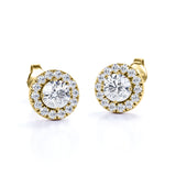 Halo 0.60 CT TDW Round  White Certified Lab Diamond Antique Stud Earrings in White Gold