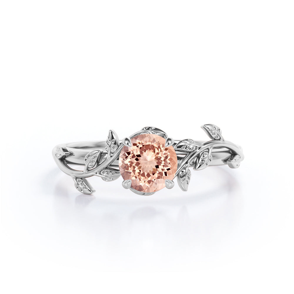 1 ct Round Morganite solitaire nature-inspired Engagement Ring