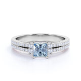 Split Shank 1.75 ct Princess Aquamarine Engagement Ring